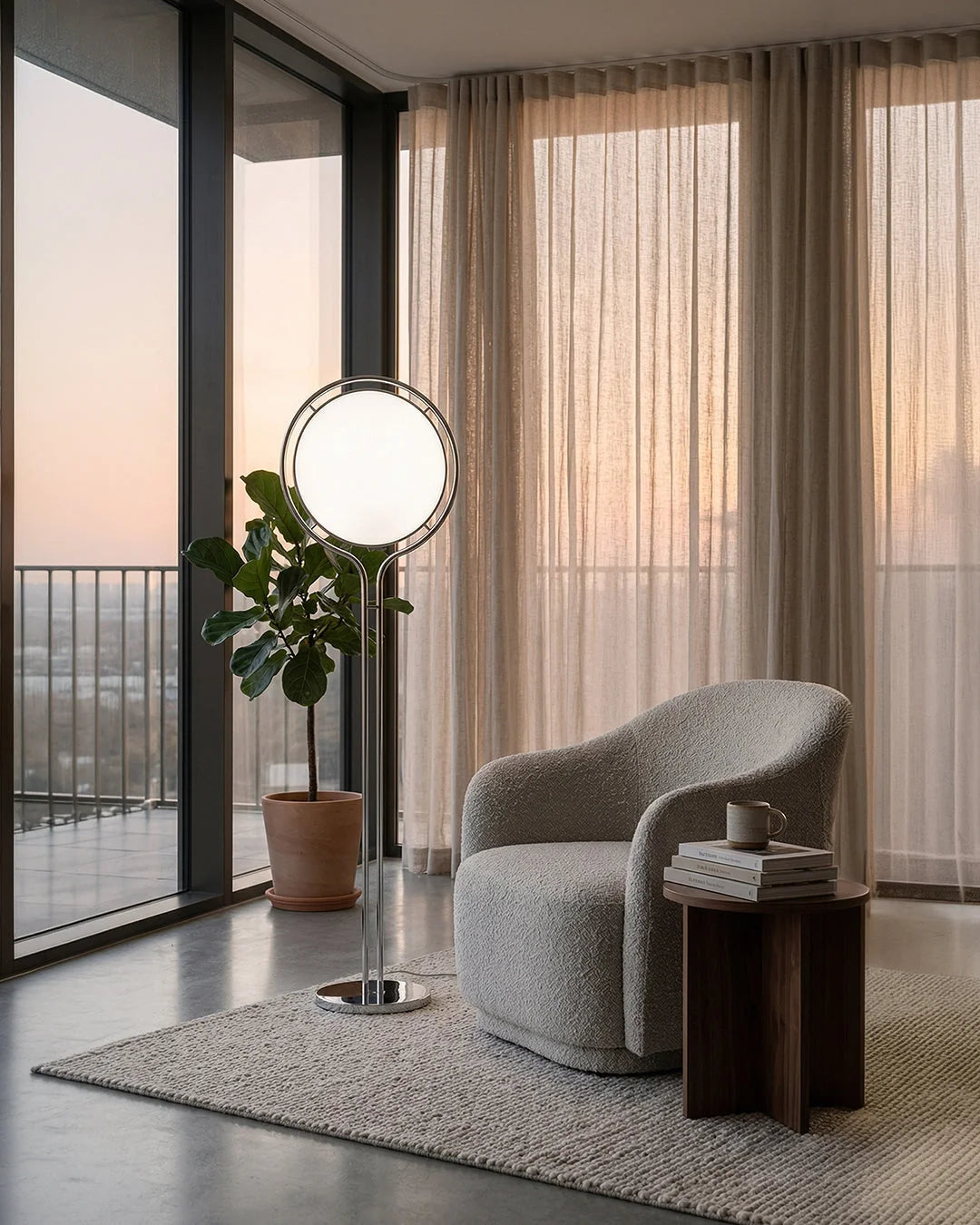 Floor Lamp Chrome Frame Acrylic Globes 3000K Warm Light