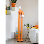 Floor Lamp Double Glass Globes Iron Arch Dimmer Compatible