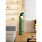 Floor Lamp Double Glass Globes Iron Arch Dimmer Compatible