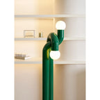 Floor Lamp Double Glass Globes Iron Arch Dimmer Compatible