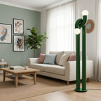Floor Lamp Double Glass Globes Iron Arch Dimmer Compatible