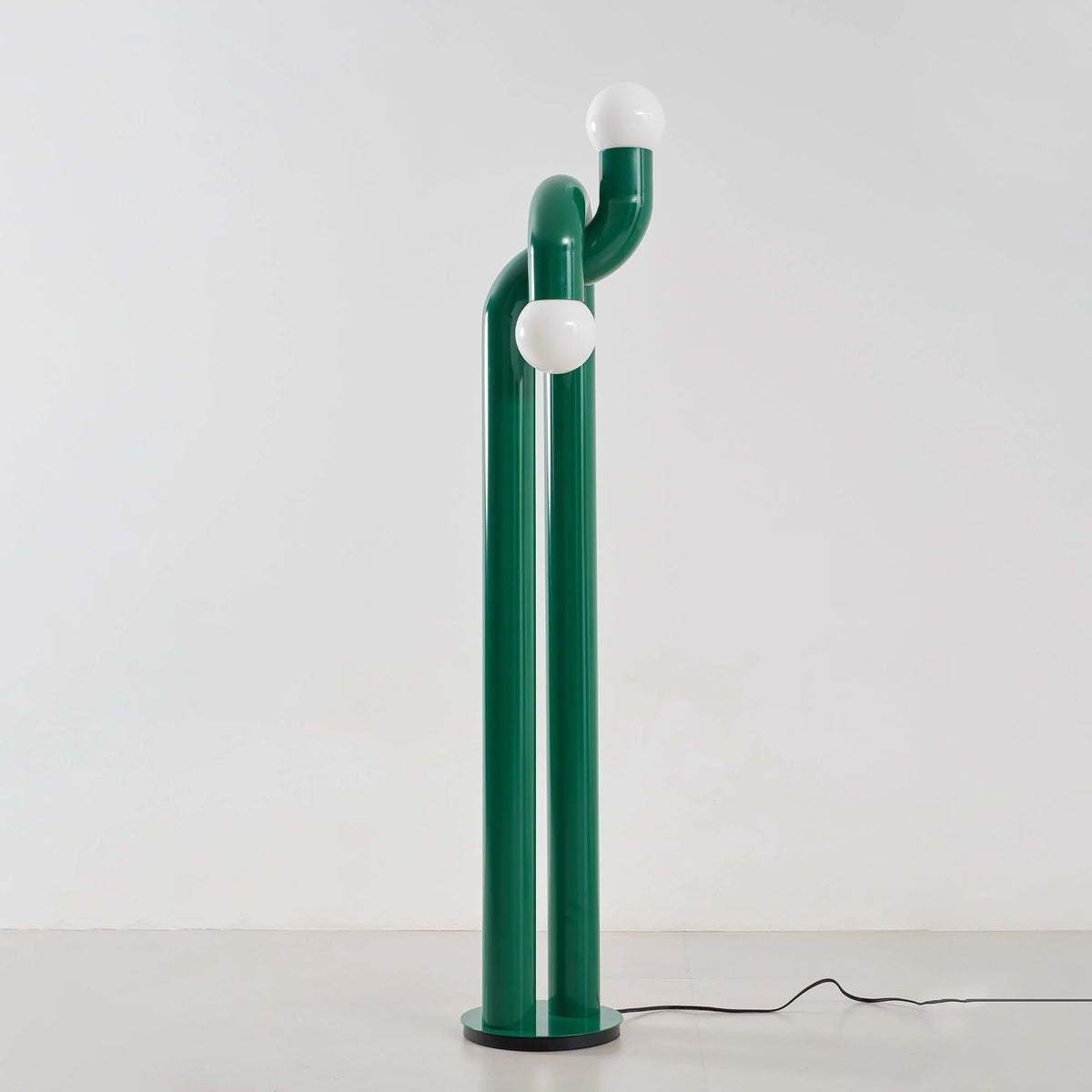Floor Lamp Double Glass Globes Iron Arch Dimmer Compatible