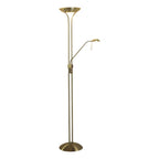 Floor Lamp Dual Light Adjustable Reading Arm Antique Brass