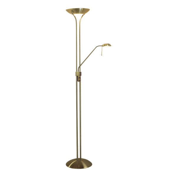 Floor Lamp Dual Light Adjustable Reading Arm Antique Brass