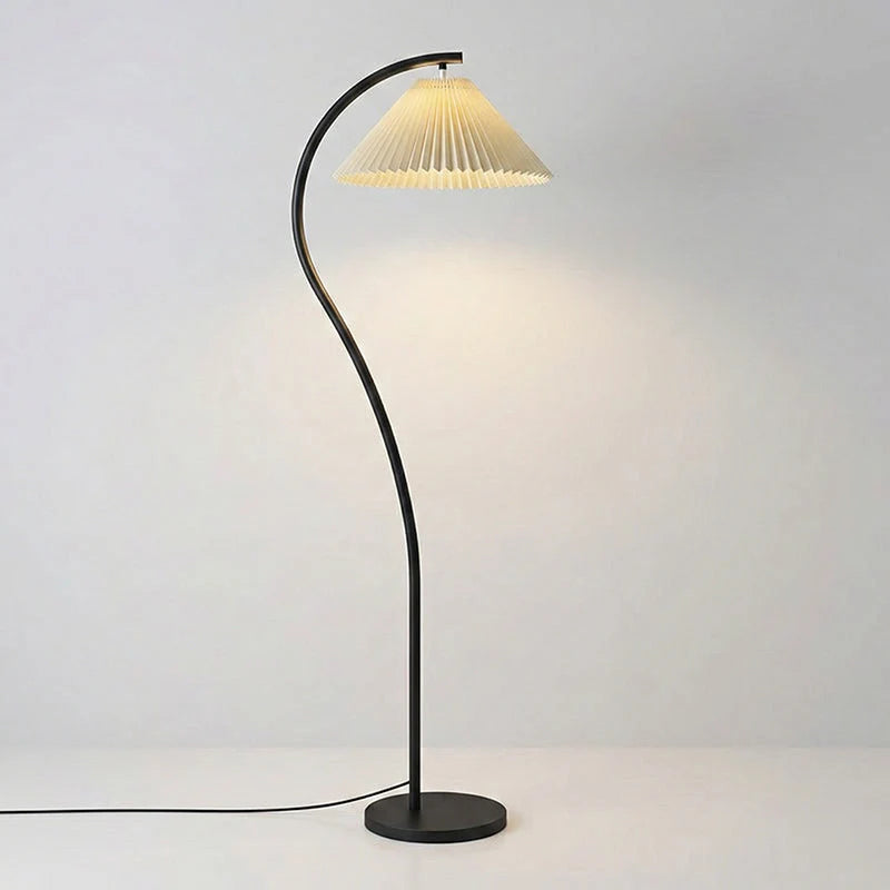 Floor Lamp Hand-Pleated Shade Dimmable Iron Base