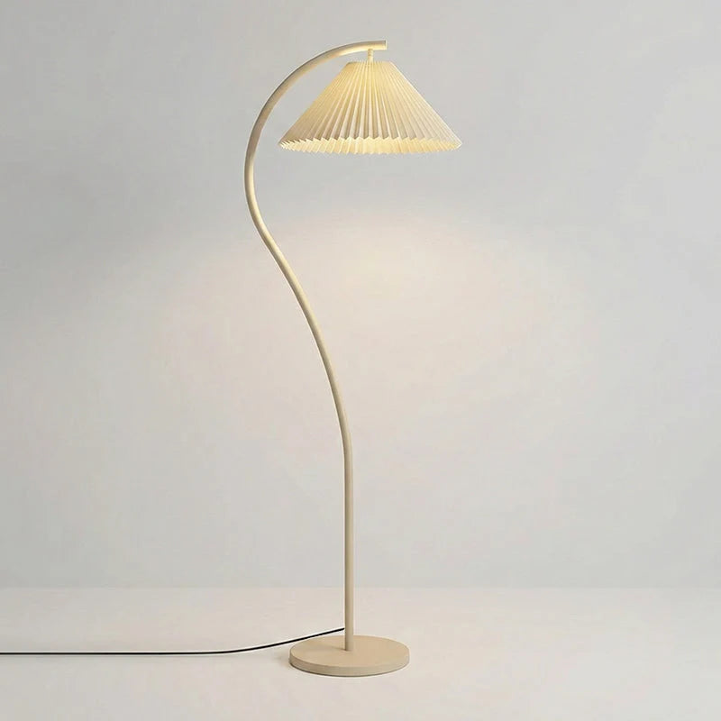 Floor Lamp Hand-Pleated Shade Dimmable Iron Base