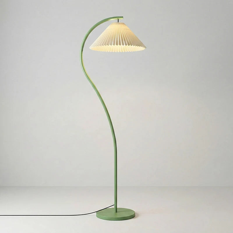 Floor Lamp Hand-Pleated Shade Dimmable Iron Base