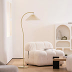 Floor Lamp Hand-Pleated Shade Dimmable Iron Base