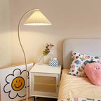 Floor Lamp Hand-Pleated Shade Dimmable Iron Base