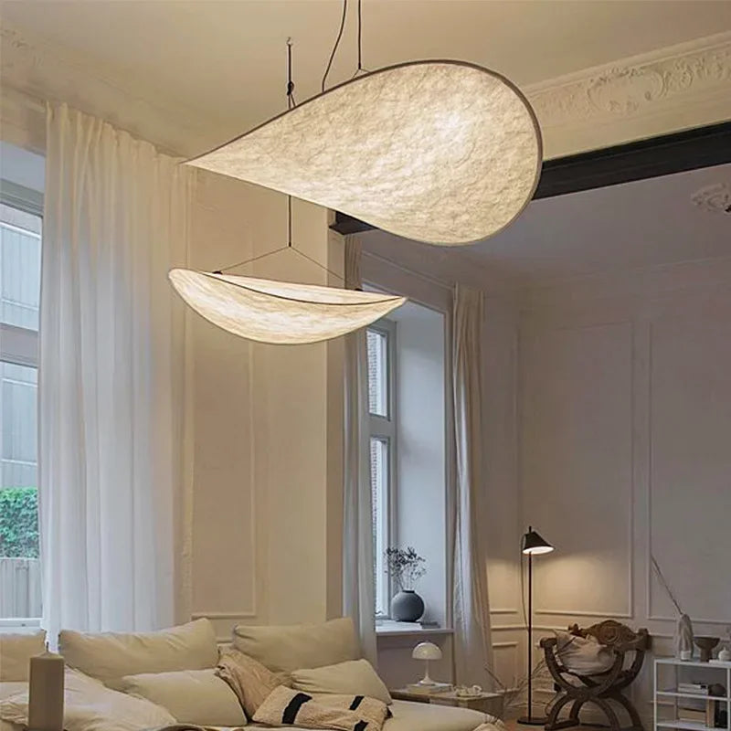 Floor Lamp Handmade Wavy Fabric & Metal Remote Dimming