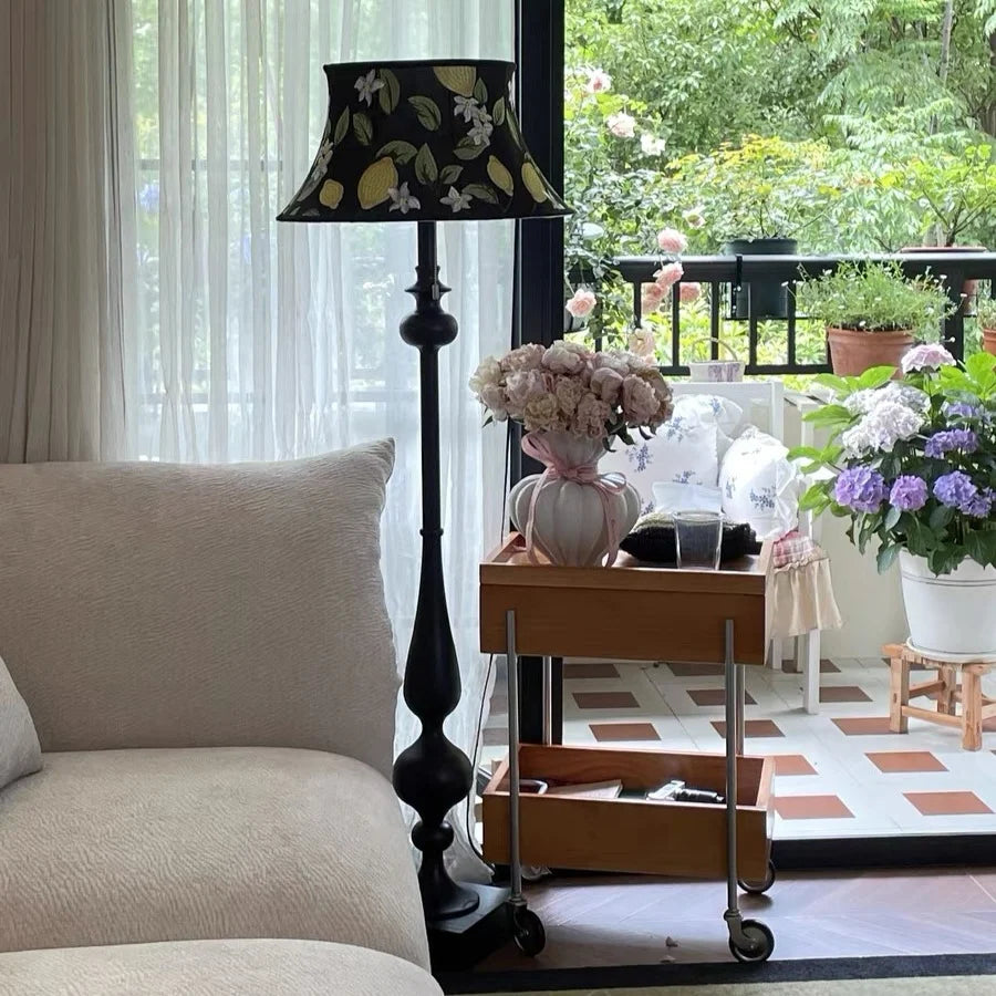 Floor Lamp Patterned Shade LED Compatible Stable Base