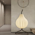 Floor Lamp Pear-Shaped Silk Shade Warm Ambient LED Compatible