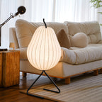 Floor Lamp Pear-Shaped Silk Shade Warm Ambient LED Compatible