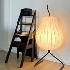 Floor Lamp Pear-Shaped Silk Shade Warm Ambient LED Compatible