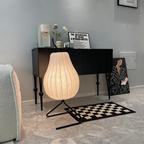 Floor Lamp Pear-Shaped Silk Shade Warm Ambient LED Compatible