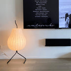 Floor Lamp Pear-Shaped Silk Shade Warm Ambient LED Compatible