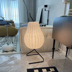 Floor Lamp Pear-Shaped Silk Shade Warm Ambient LED Compatible