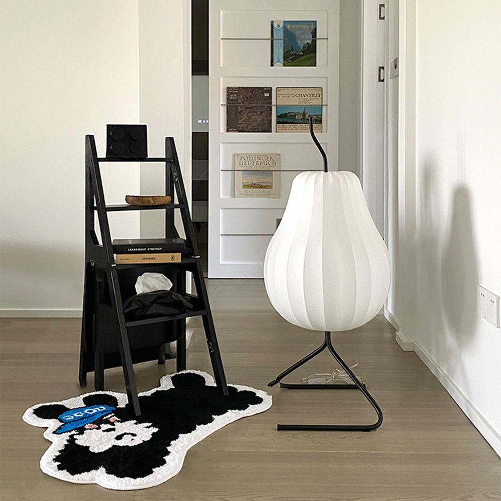 Floor Lamp Pear-Shaped Silk Shade Warm Ambient LED Compatible