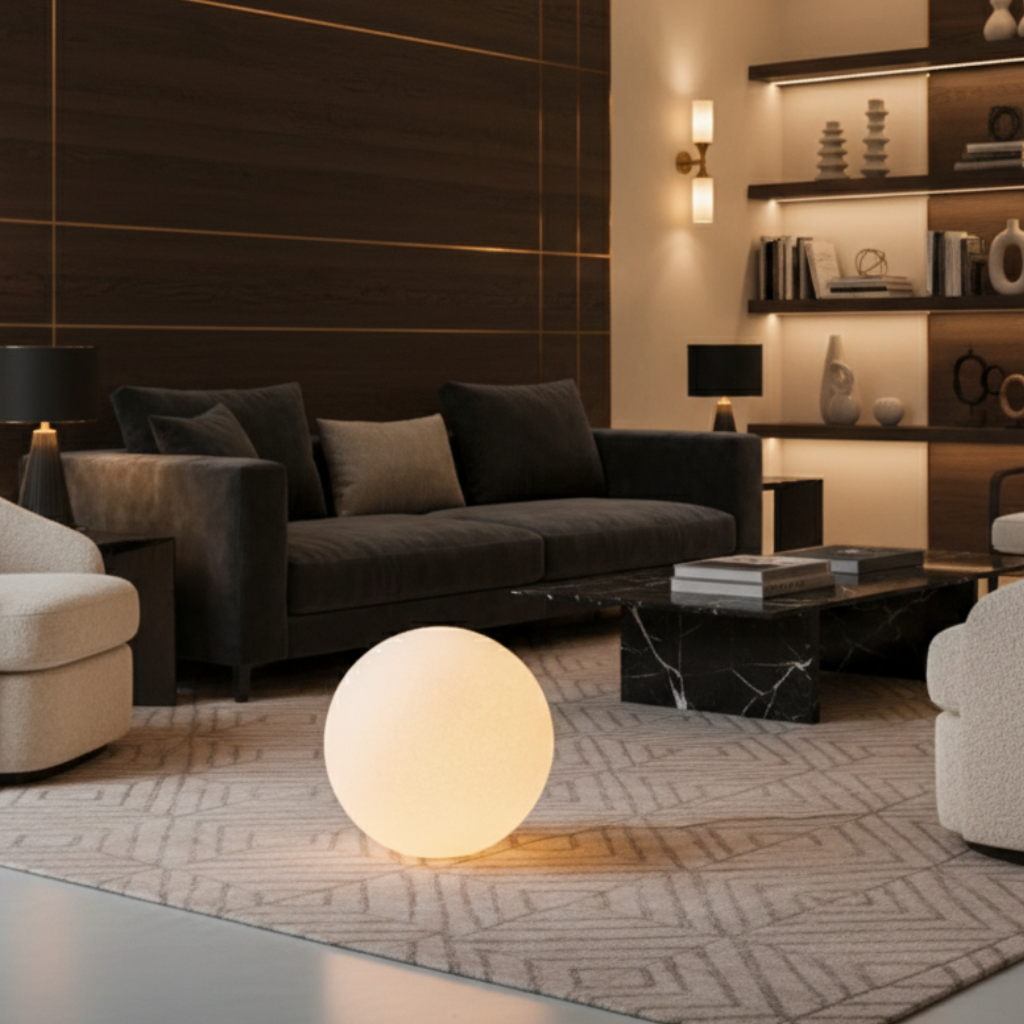 Floor Lamp Resin Globe Marble Base Soft Light Diffusion