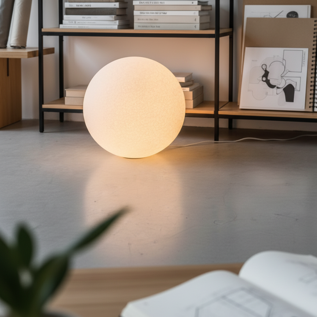 Floor Lamp Resin Globe Marble Base Soft Light Diffusion