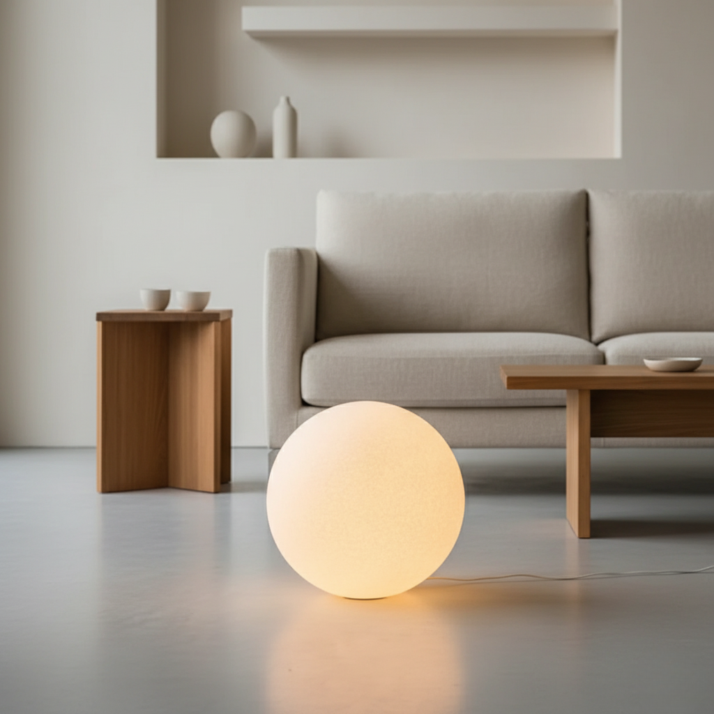 Floor Lamp Resin Globe Shade Soft Diffused Light
