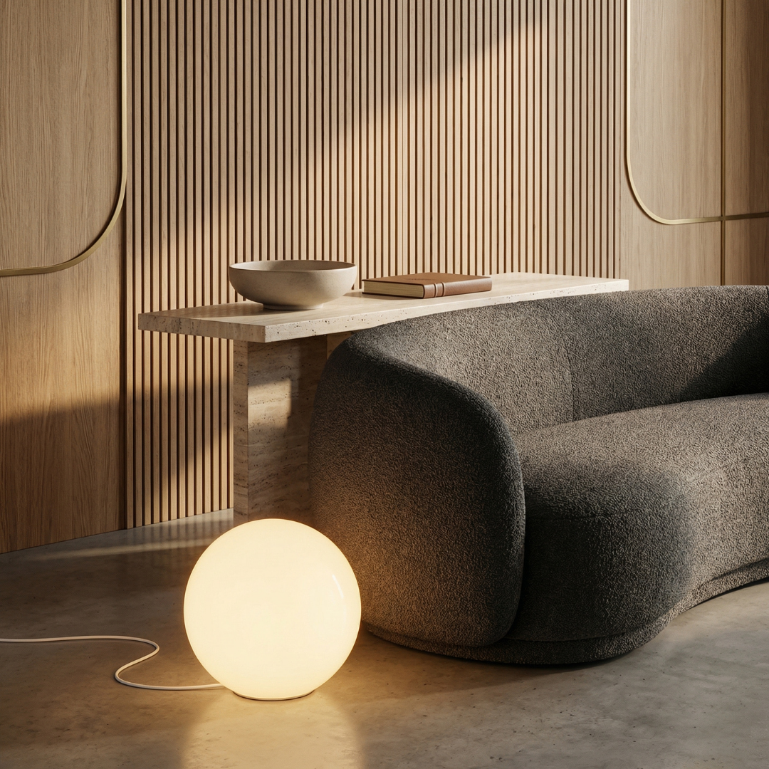 Floor Lamp Resin Globe Shade Soft Diffused Light