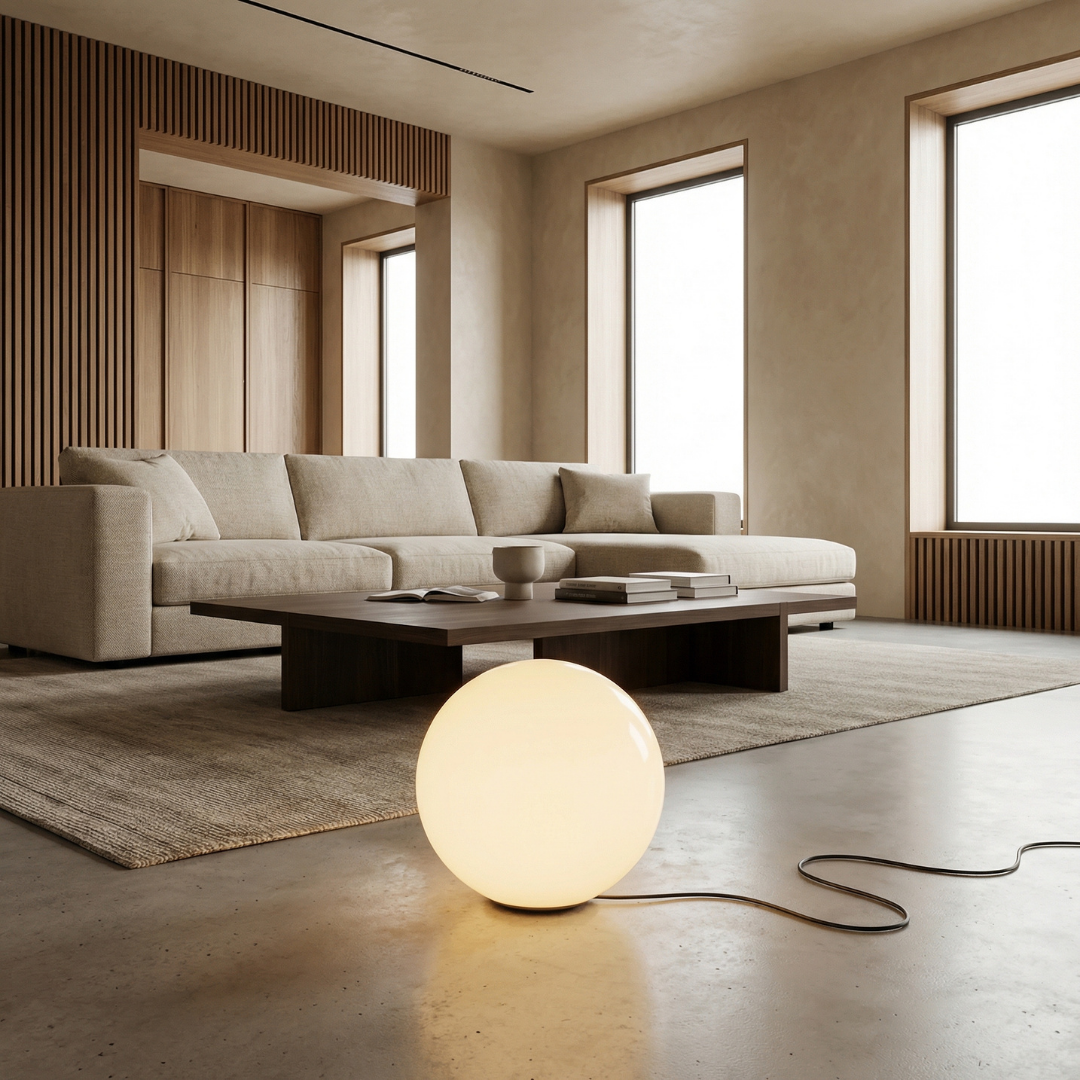 Floor Lamp Resin Globe Shade Soft Diffused Light