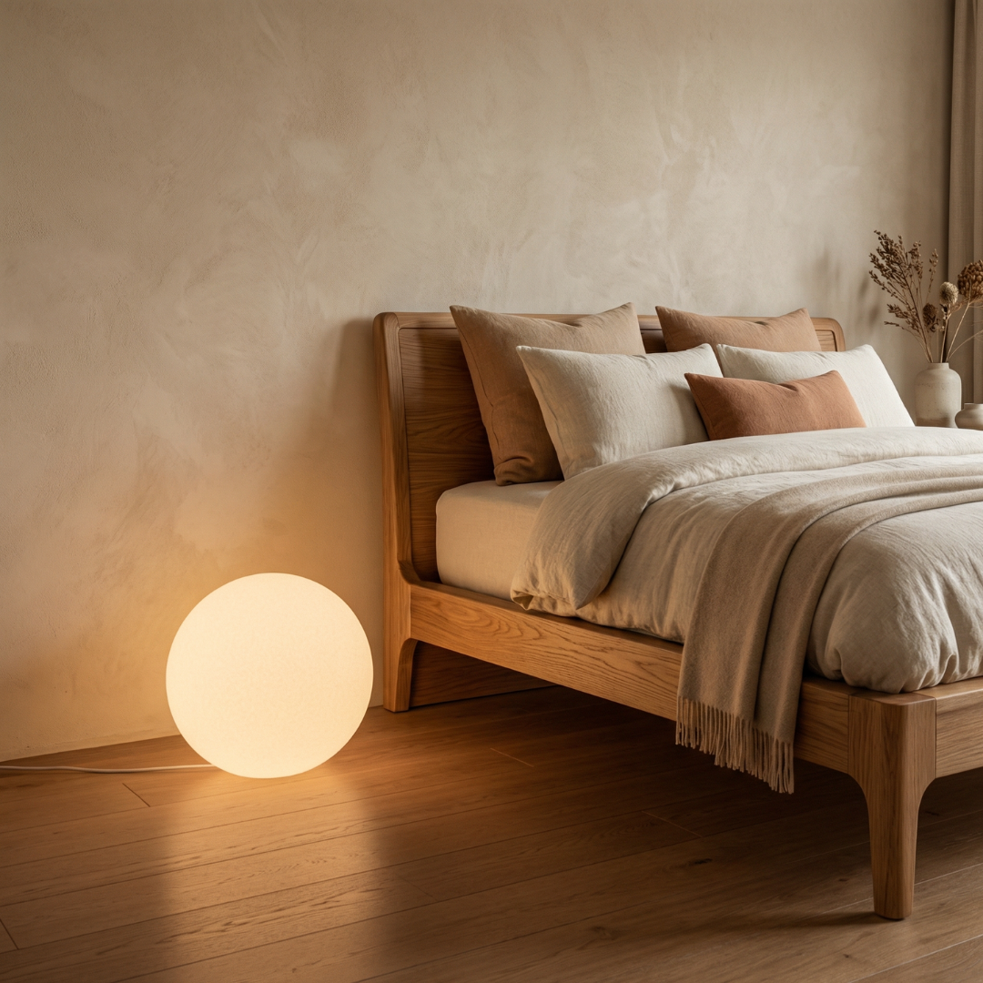 Floor Lamp Resin Globe Shade Soft Diffused Light