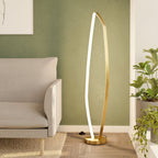 Floor Lamp Sculptural Brushed Brass Integrated Warm White LED