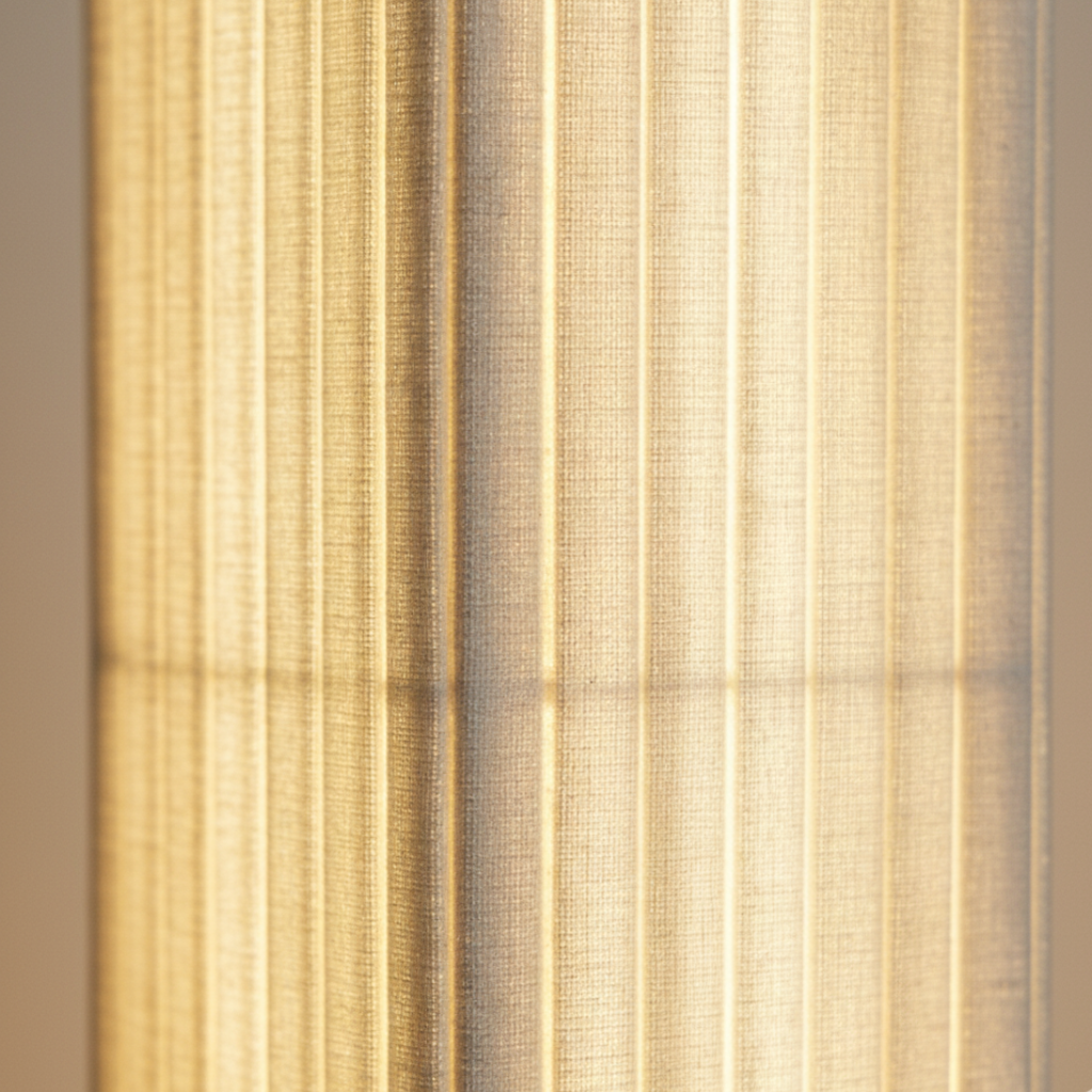 Floor Lamp Walnut Wood & Fabric Shade Warm White LED