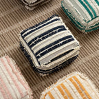 Floor Pouf Boho Fringed Cotton Cover Removable & Washable