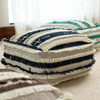Floor Pouf Boho Fringed Cotton Cover Removable & Washable