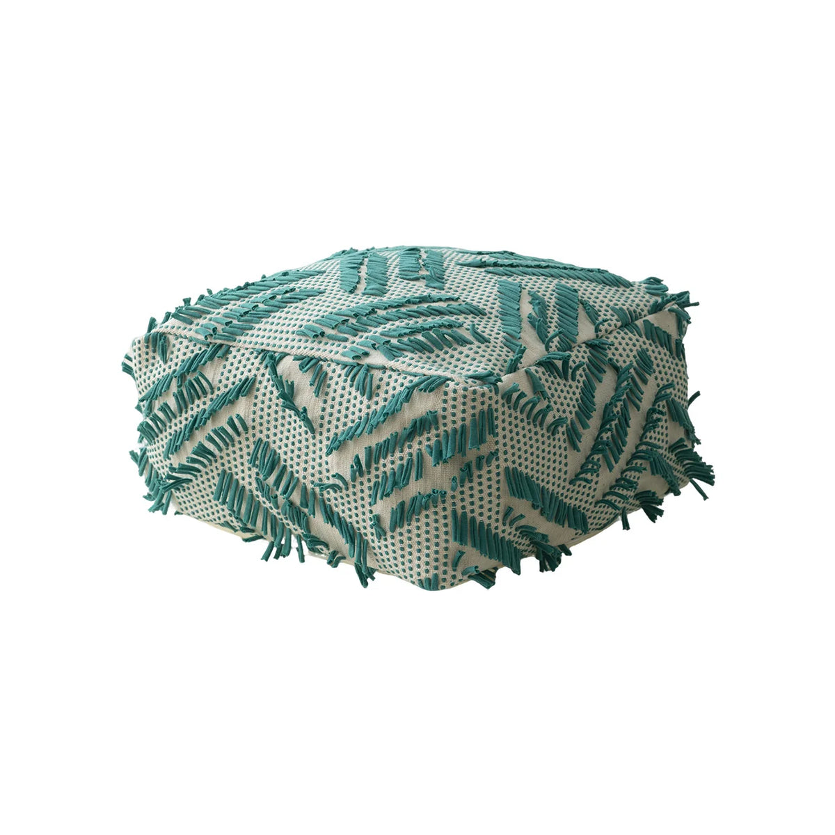 Floor Pouf Boho Fringed Cotton Cover Removable & Washable
