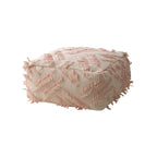Floor Pouf Boho Fringed Cotton Cover Removable & Washable