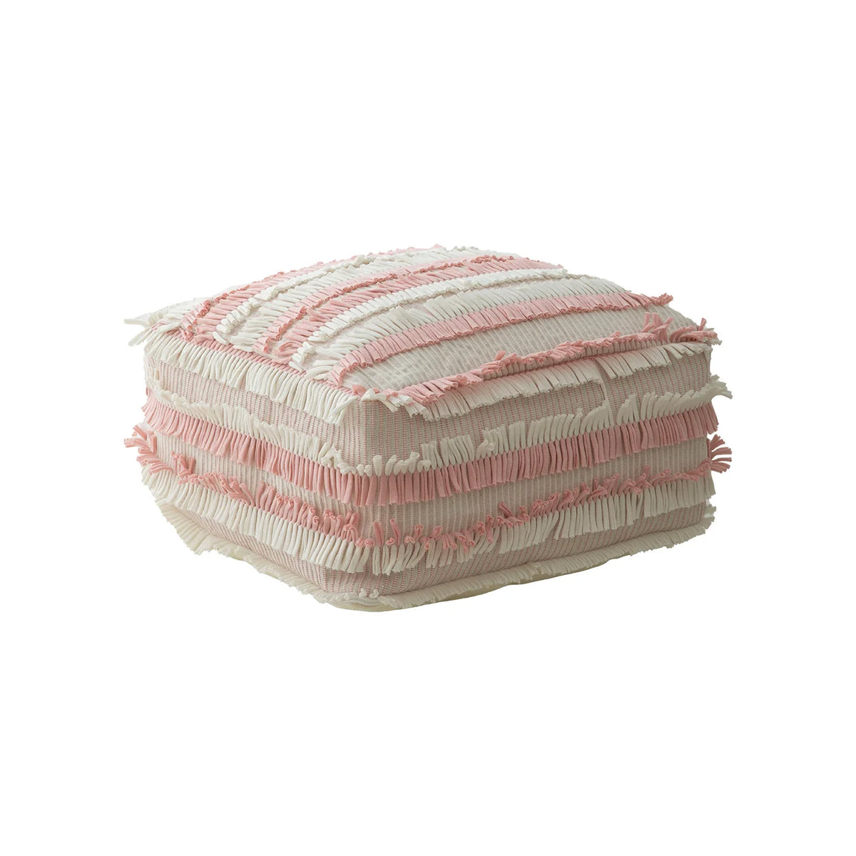 Floor Pouf Boho Fringed Cotton Cover Removable & Washable