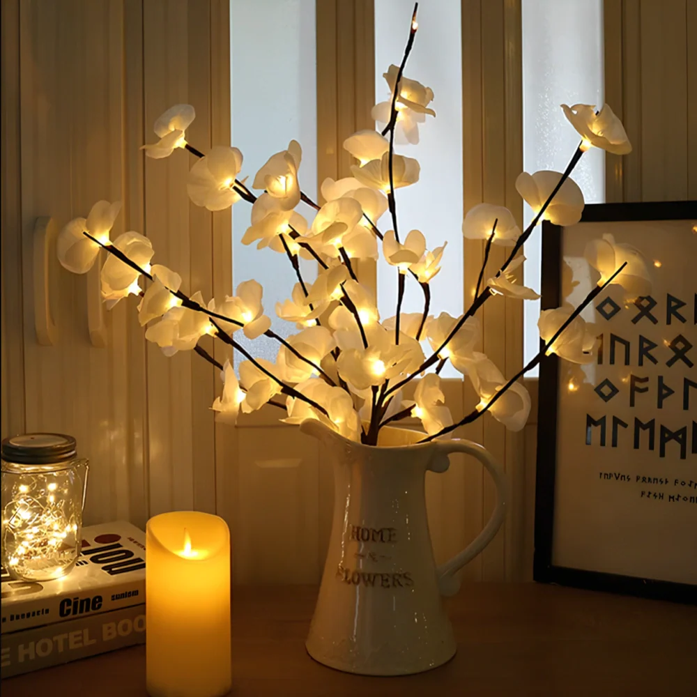 Floral Branch Lamp Malleable LED Battery Powered