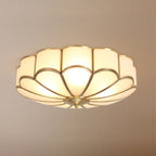Flower-Shaped Frosted Glass Ceiling Light (Dimmable, Brass Frame)