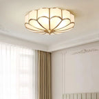 Flower-Shaped Frosted Glass Ceiling Light (Dimmable, Brass Frame)