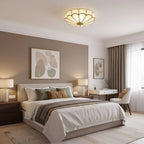 Flower-Shaped Frosted Glass Ceiling Light (Dimmable, Brass Frame)