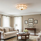 Flower-Shaped Frosted Glass Ceiling Light (Dimmable, Brass Frame)