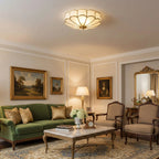 Flower-Shaped Frosted Glass Ceiling Light (Dimmable, Brass Frame)