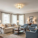 Flower-Shaped Frosted Glass Ceiling Light (Dimmable, Brass Frame)