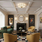 Flower-Shaped Frosted Glass Ceiling Light (Dimmable, Brass Frame)