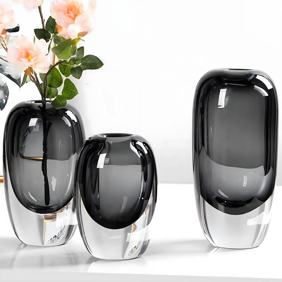 Flower Vase Crystal Glass Opalescent Finish Centerpiece