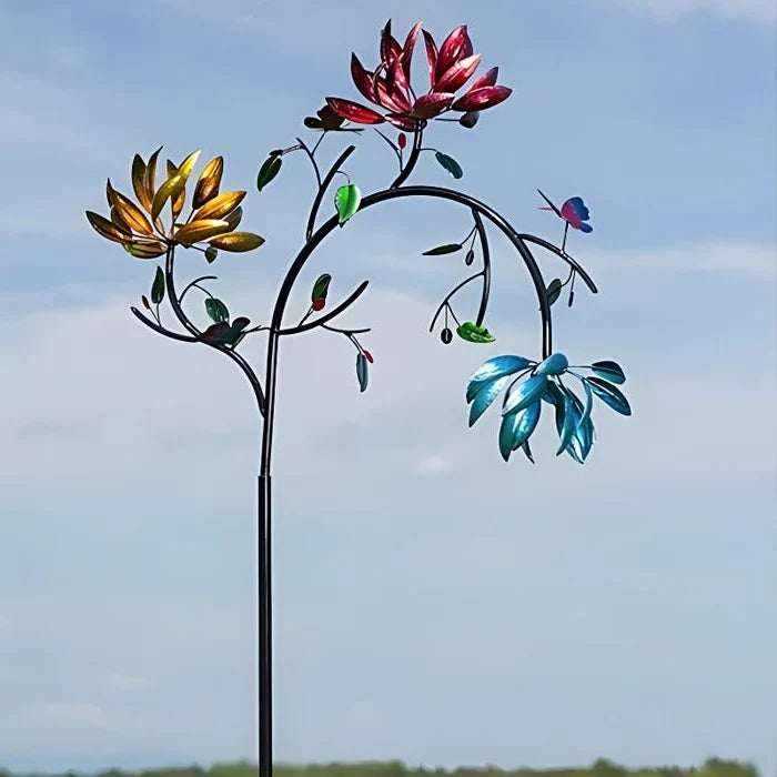 Flower Wind Spinner Wind-Powered Fade-Resistant Stake Included