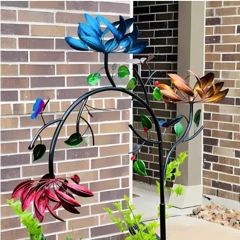 Flower Wind Spinner Wind-Powered Fade-Resistant Stake Included