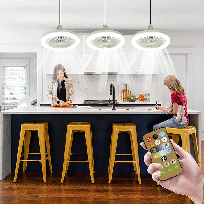 Flush Mount Ceiling Fan Integrated LED 2100 Lumens Remote
