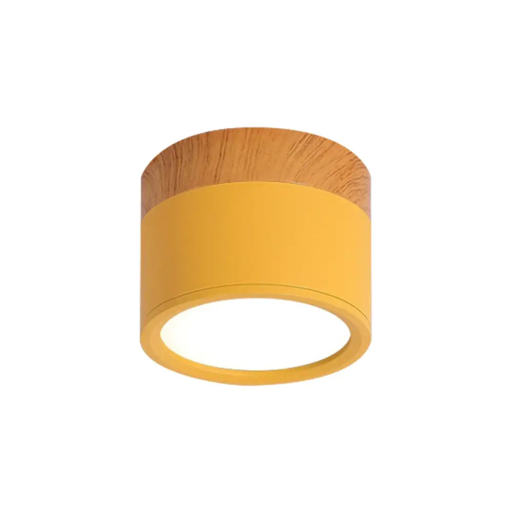 Flush Mount Ceiling Light Compact Cylindrical Metal Energy-Efficient LED