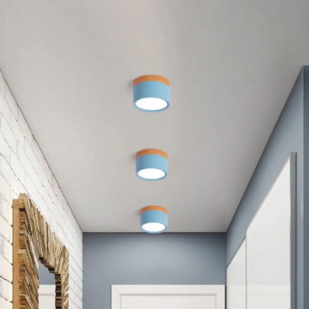 Flush Mount Ceiling Light Compact Cylindrical Metal Energy-Efficient LED