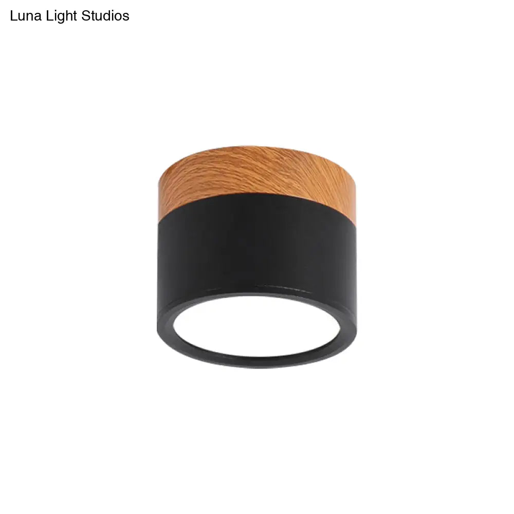 Flush Mount Ceiling Light Compact Cylindrical Metal Energy-Efficient LED